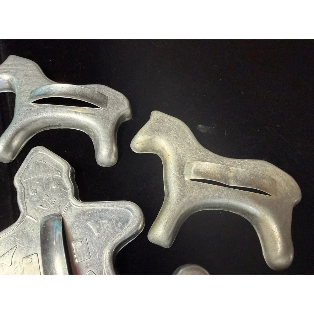 Vintage Aluminum Cookie Cutters Set of 11 Horses Gingerbread Men Bird Card Suits